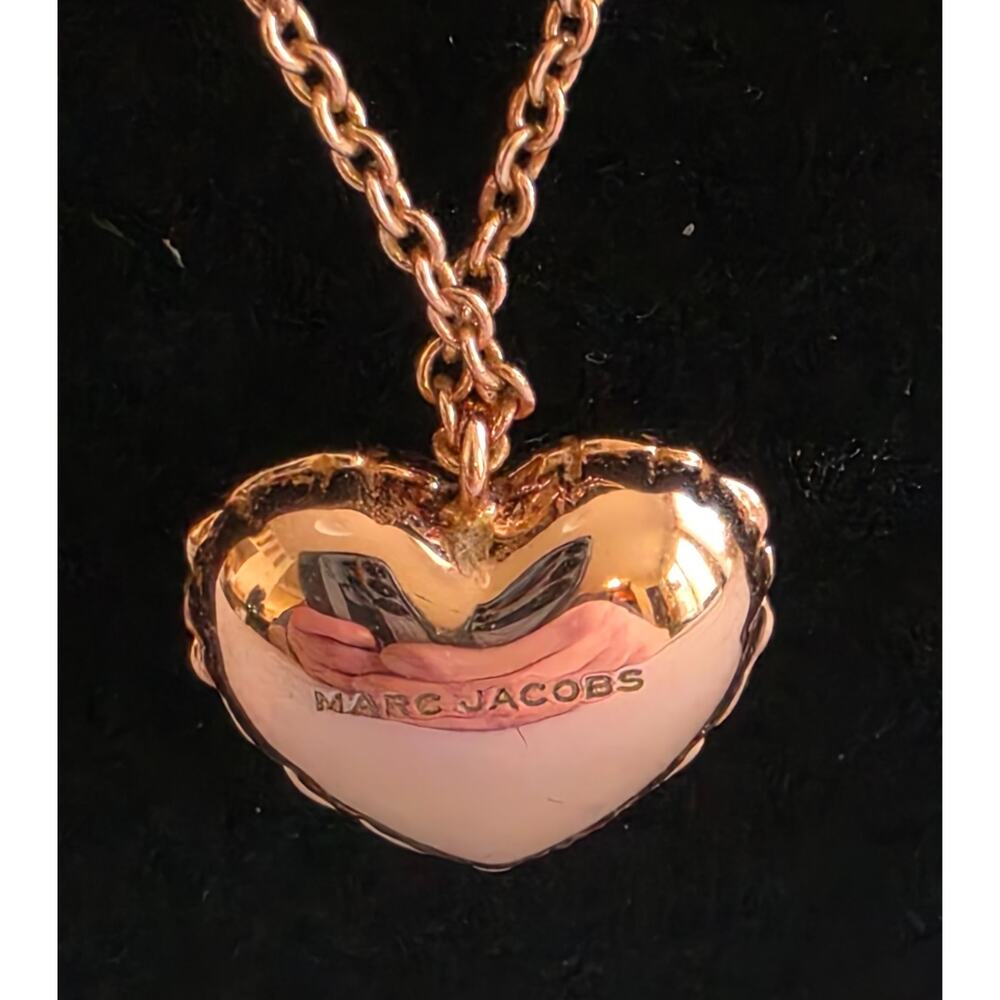 Marc Jacobs Rose Gold Heart Necklace & Stud Earrings Jewelry Set - Picture 4 of 4